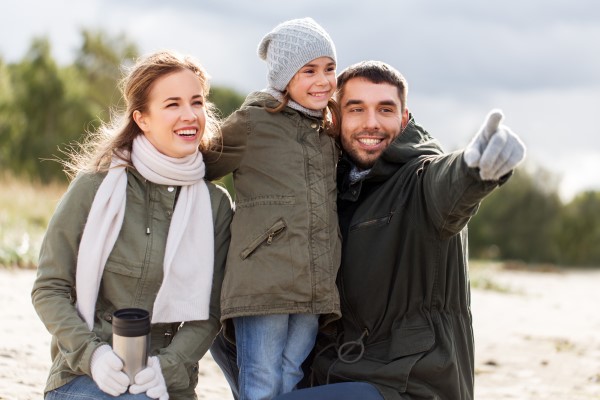 family on the beach at carolina pines rv resort