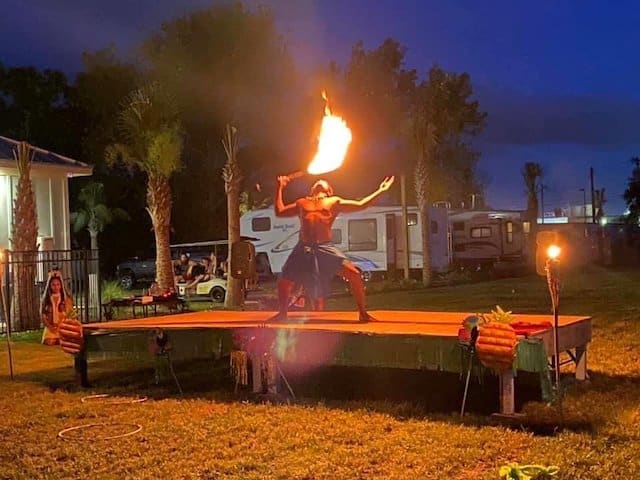 A fire dancer