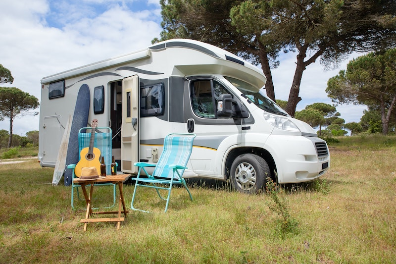 An RV in a campsite 