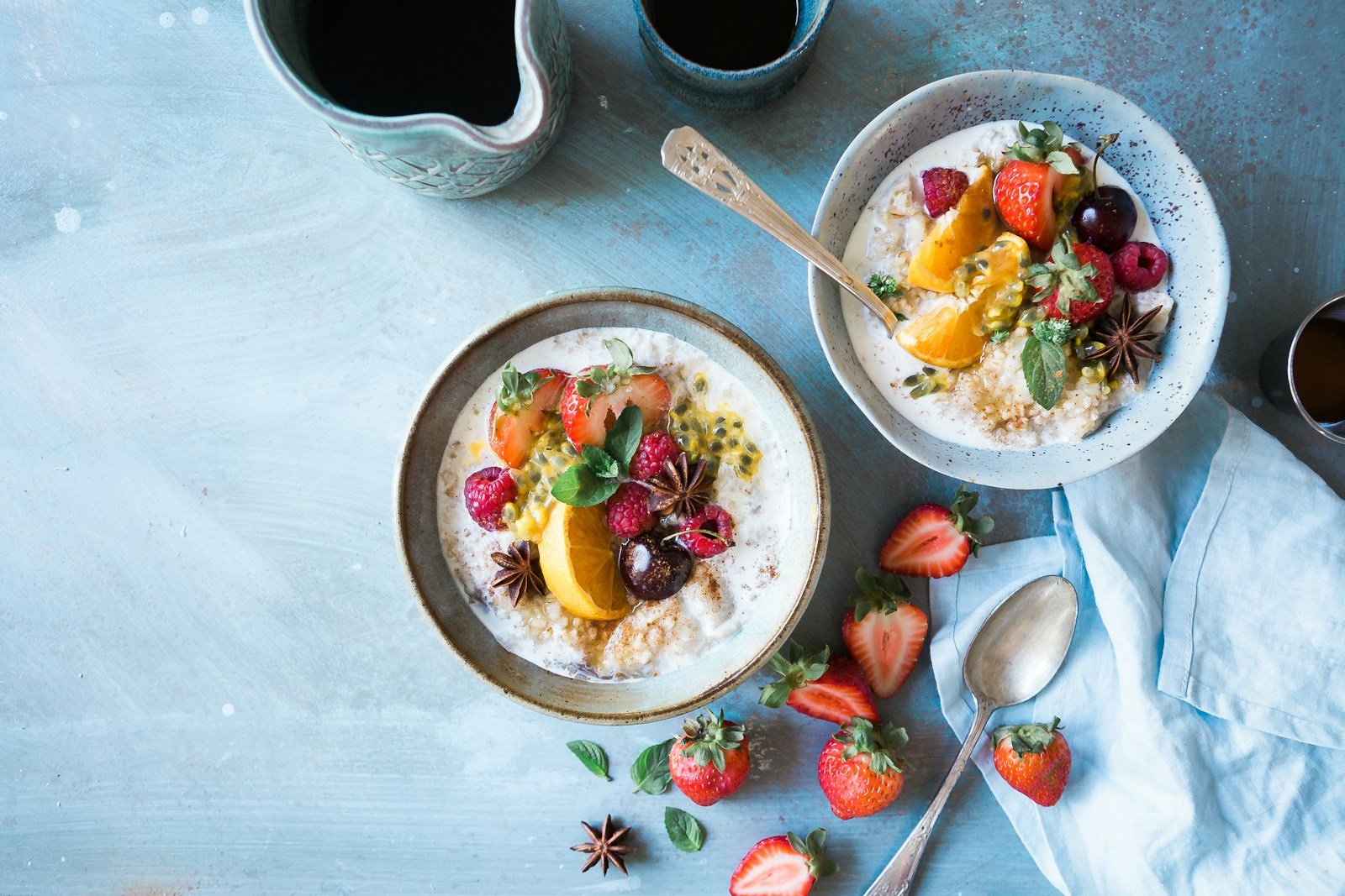 two bowls of oatmeal with fruits best breakfast myrtle beach